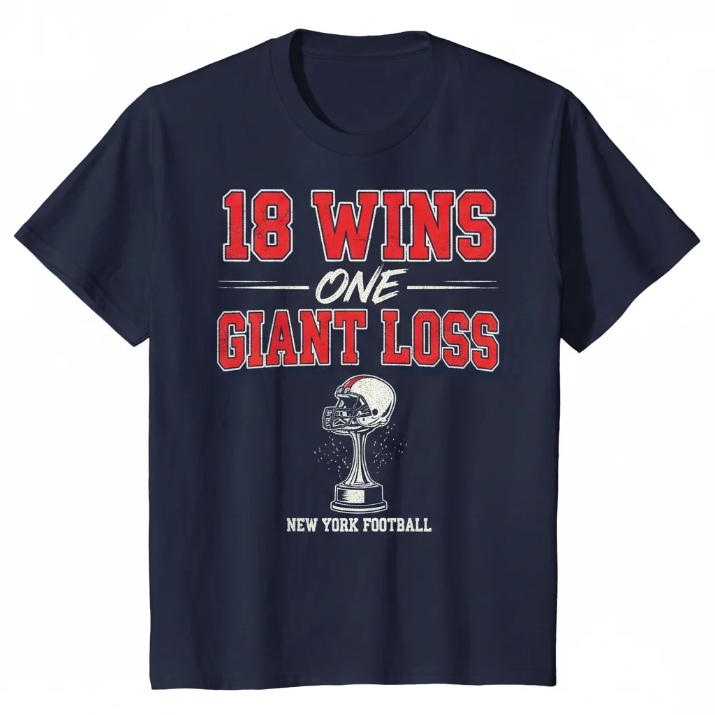 The '18 Wins, 1 Giant Loss' NYC Football Fan Tee - A Story of Triumph & Resilience