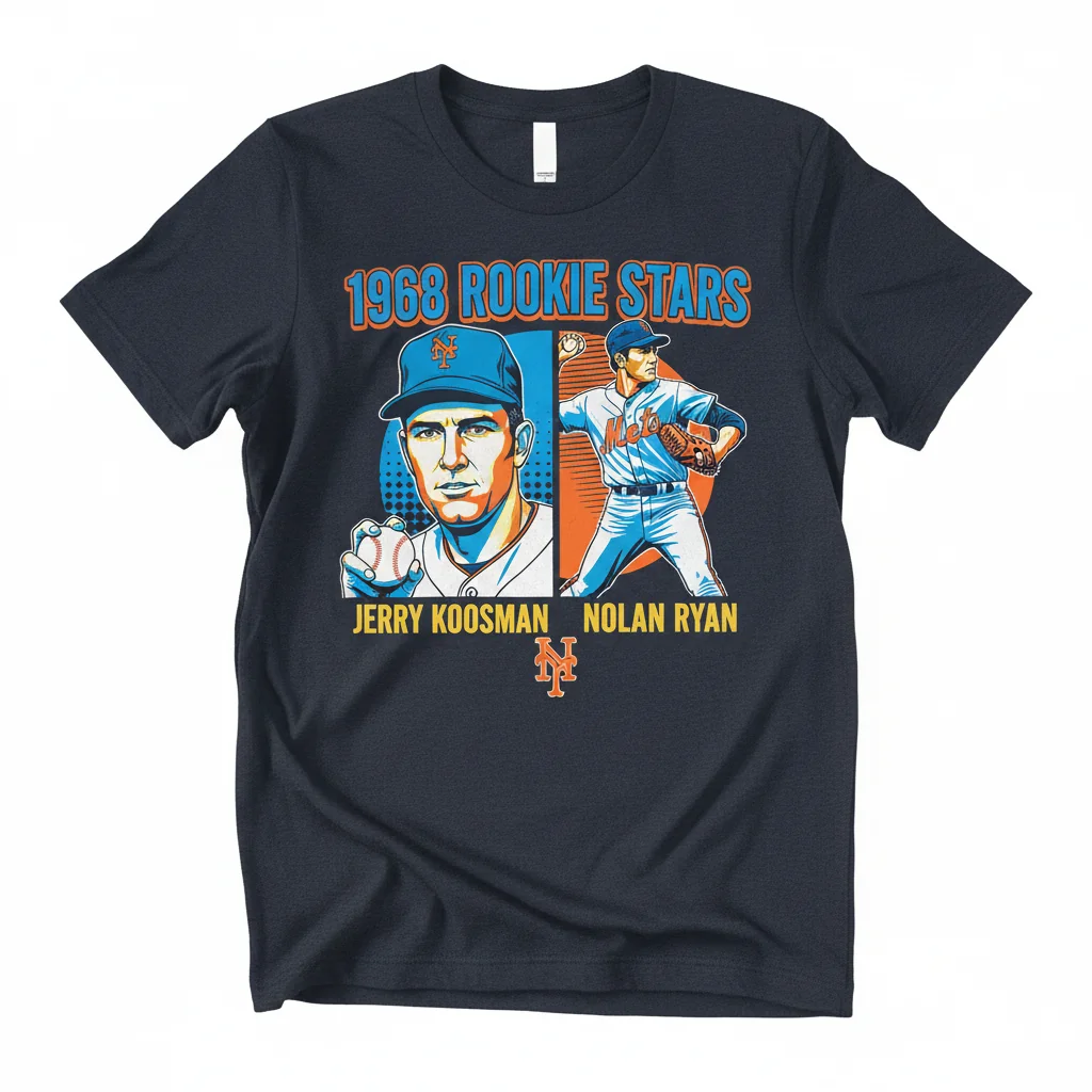1968 Rookie Stars Jerry Koosman & Nolan Ryan Mets T-Shirt | Vintage Baseball Art Tee