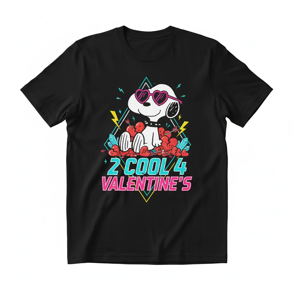 Snoopy '2 Cool' Valentine Tee: Peanuts Streetwear 1 Snoopy '2 Cool' Valentine Tee: Peanuts Streetwear