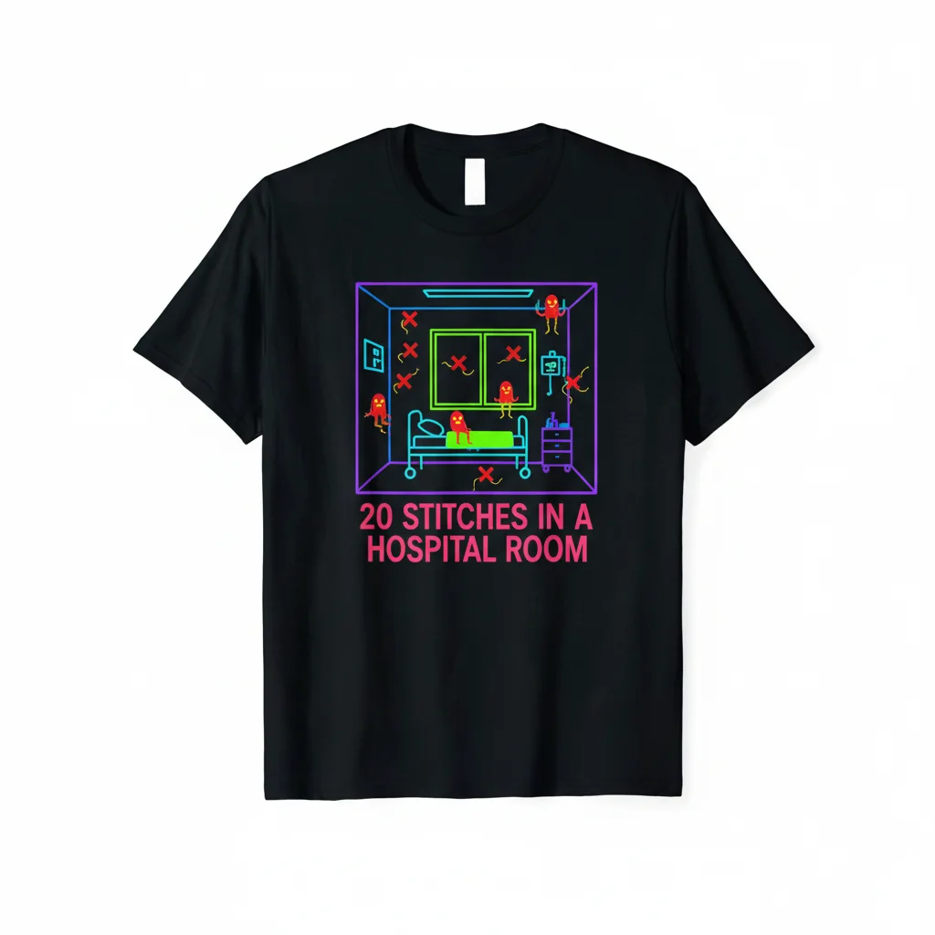 20 STITCHES IN A HOSPITAL ROOM (text ver.) Essential T-Shirt – Premium Cotton Graphic Tee