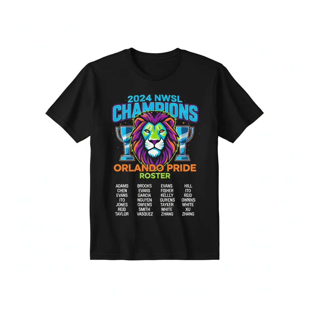 2024 NWSL Champions Orlando Pride Roster Shirt - Durable, Comfortable & Fade-Resistant