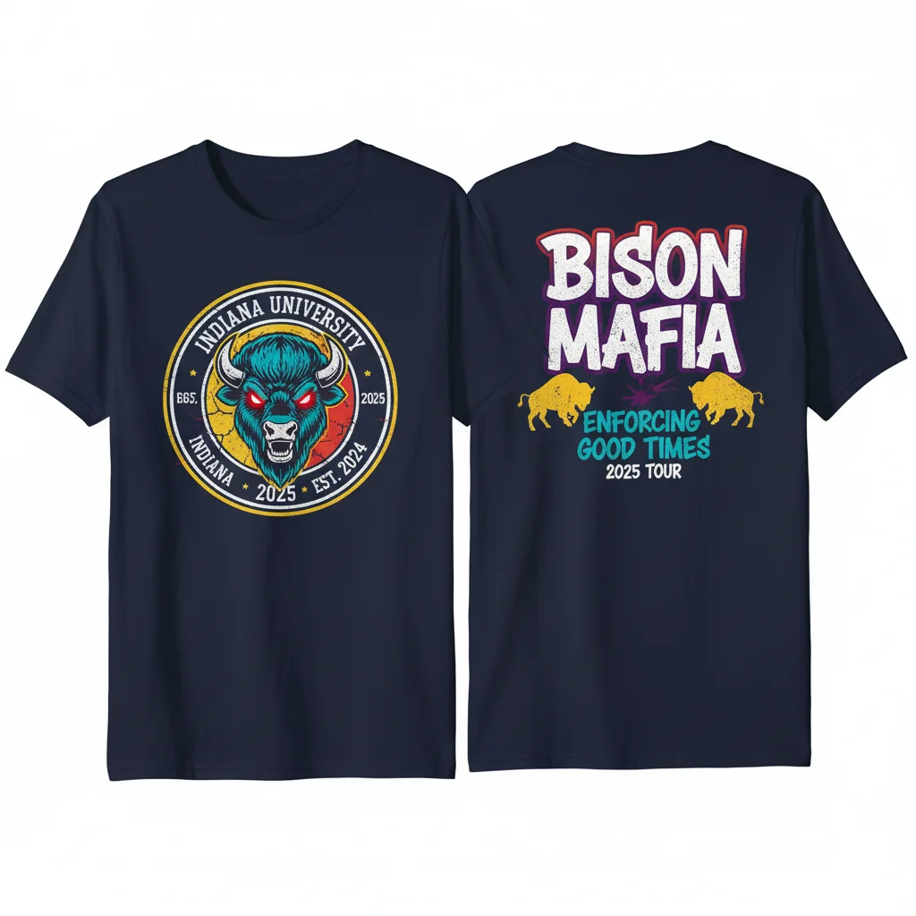 IU Upstairs Pub Bison Mafia T-Shirt | 2-Sided 2025 Graphic Tee