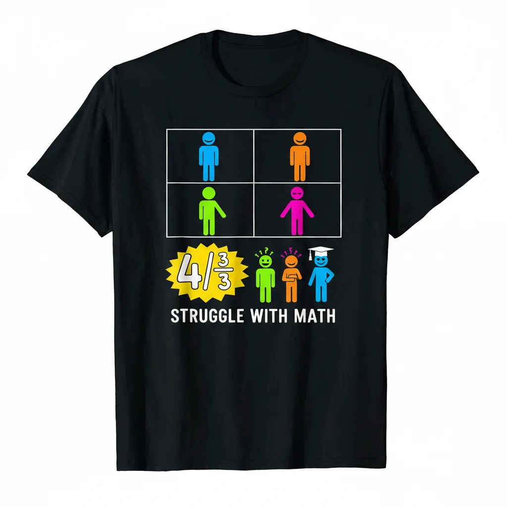 Funny Math Joke T-Shirt: '4 out of 3 People Struggle with Math' – Unisex & Premium Cotton Tee