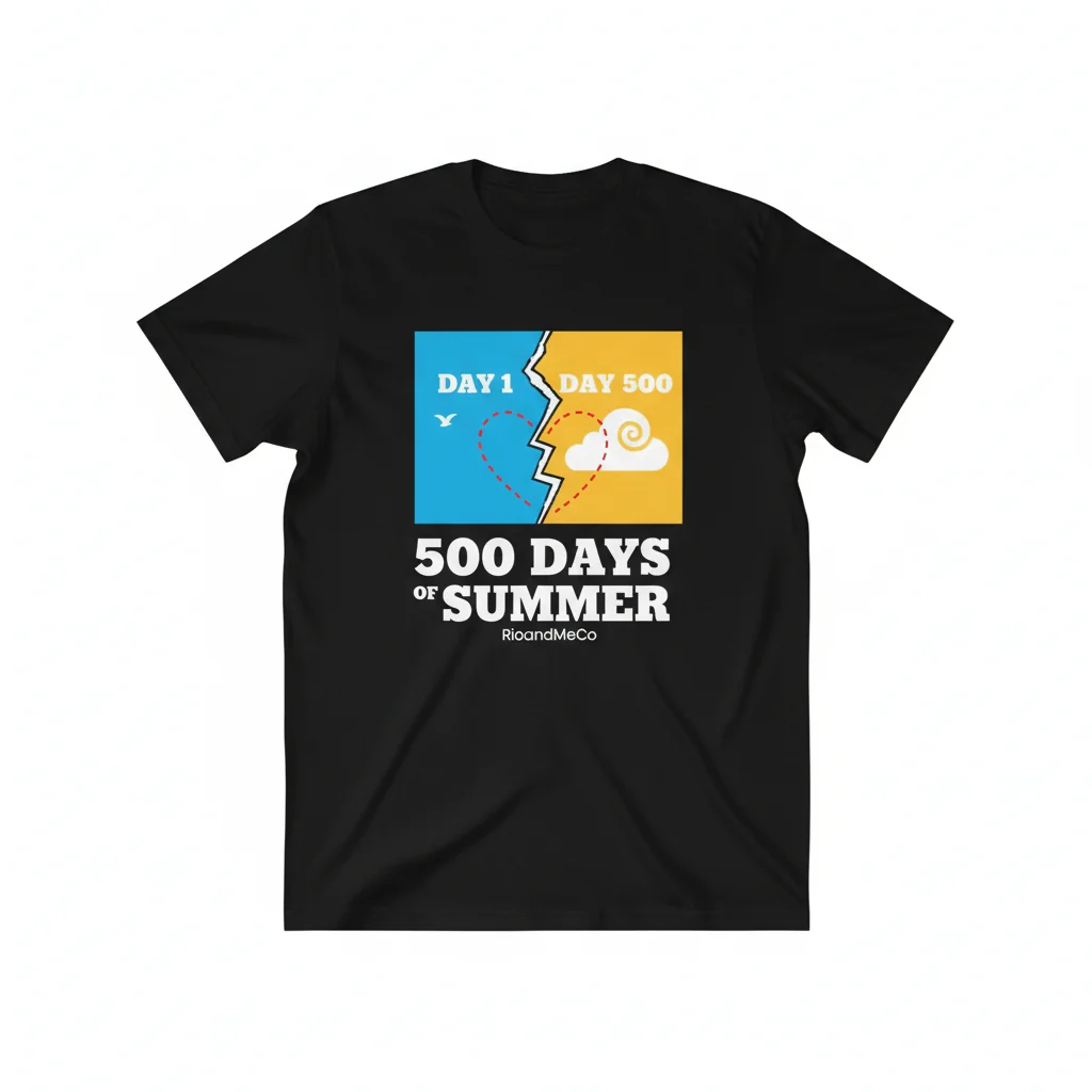 500 Days of Summer Zoey Deschanel Joseph Gordon-Levitt Movie Fan T-Shirt - Essential Cotton Tee for Film Lovers