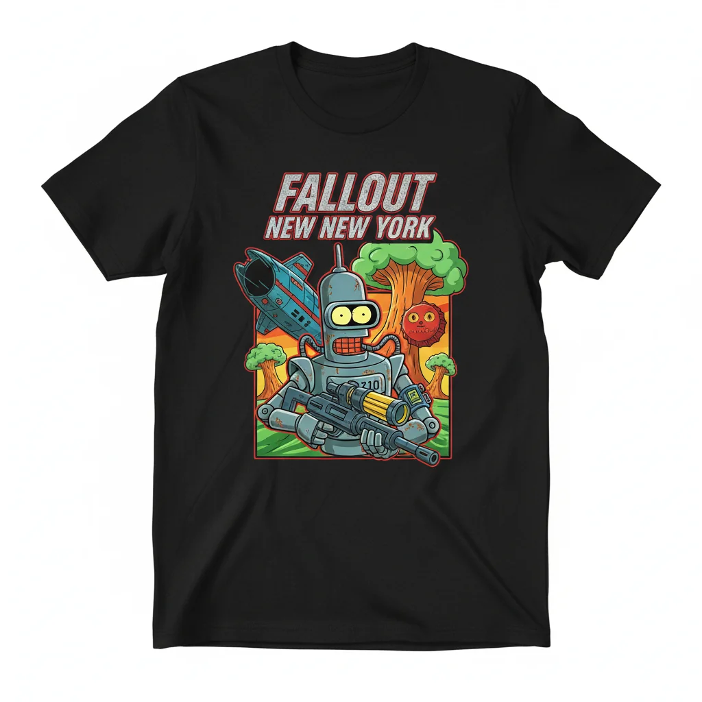 Fallout Futurama Mashup T-Shirt - Sci-Fi Gaming Fan Apparel