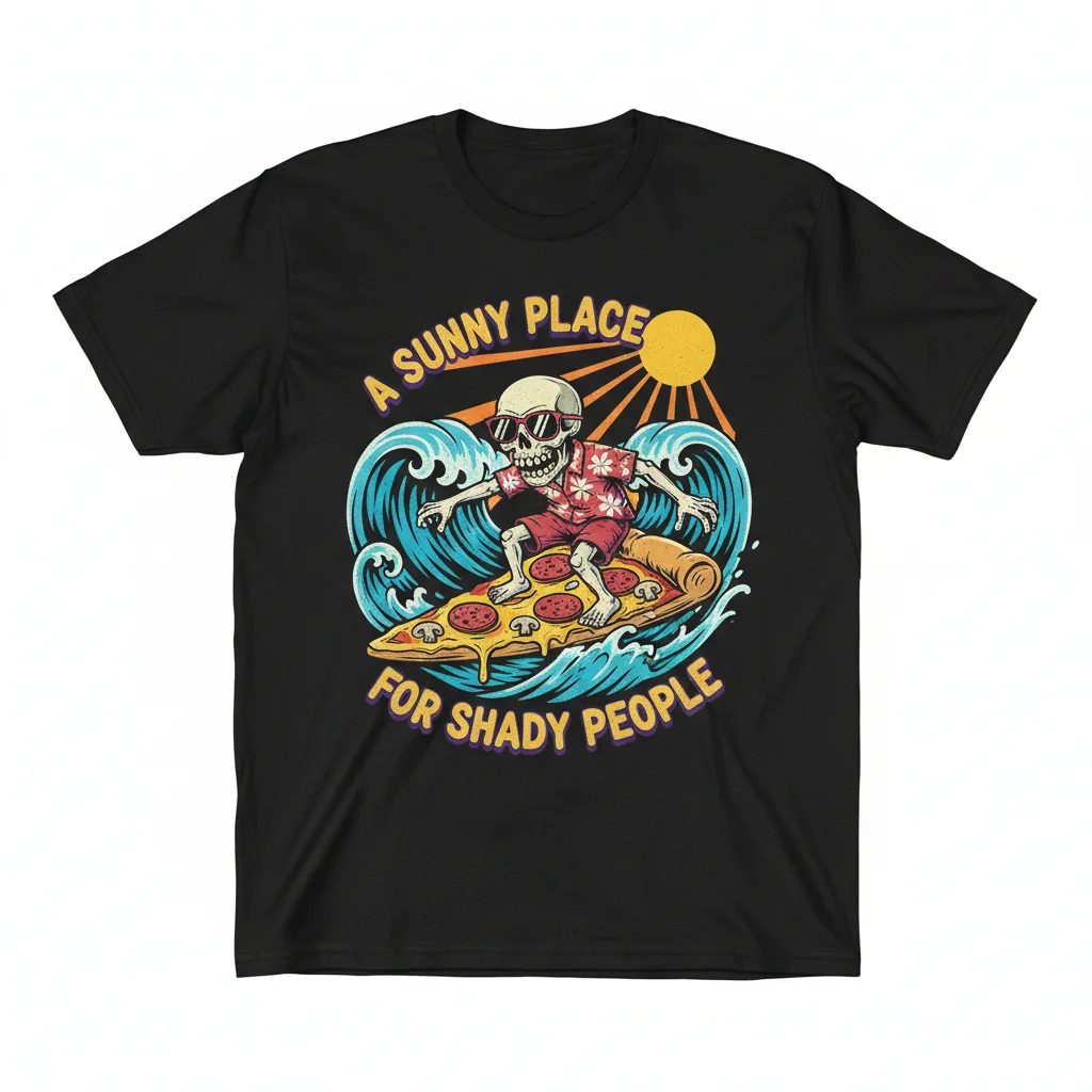 Pizza Skull Surf Vibes Essential Tee