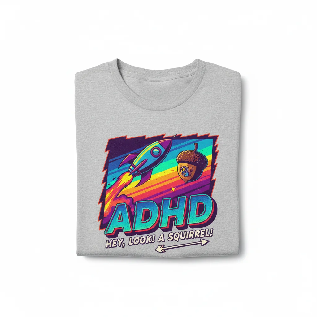 ADHD 'Hey Look A Squirrel' Meme Essential T-Shirt - Funny Mental Health Apparel