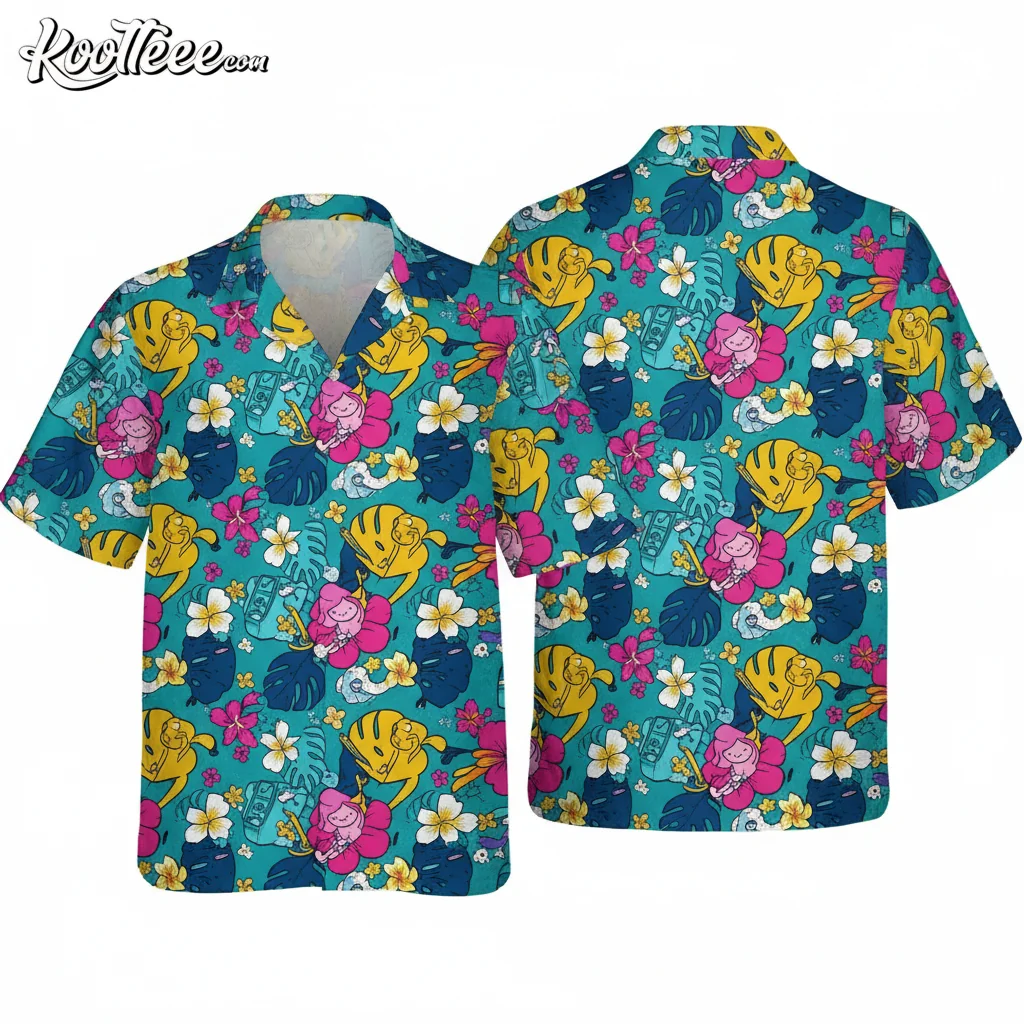 Adventure Time Floral Hawaiian Shirt - Unisex Button-Up