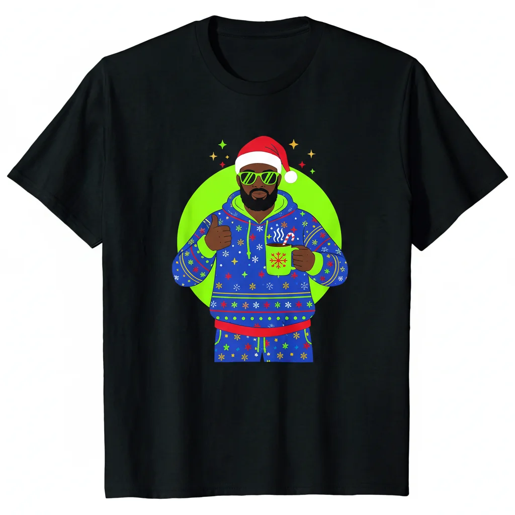 Black Santa Christmas Pajama Tee