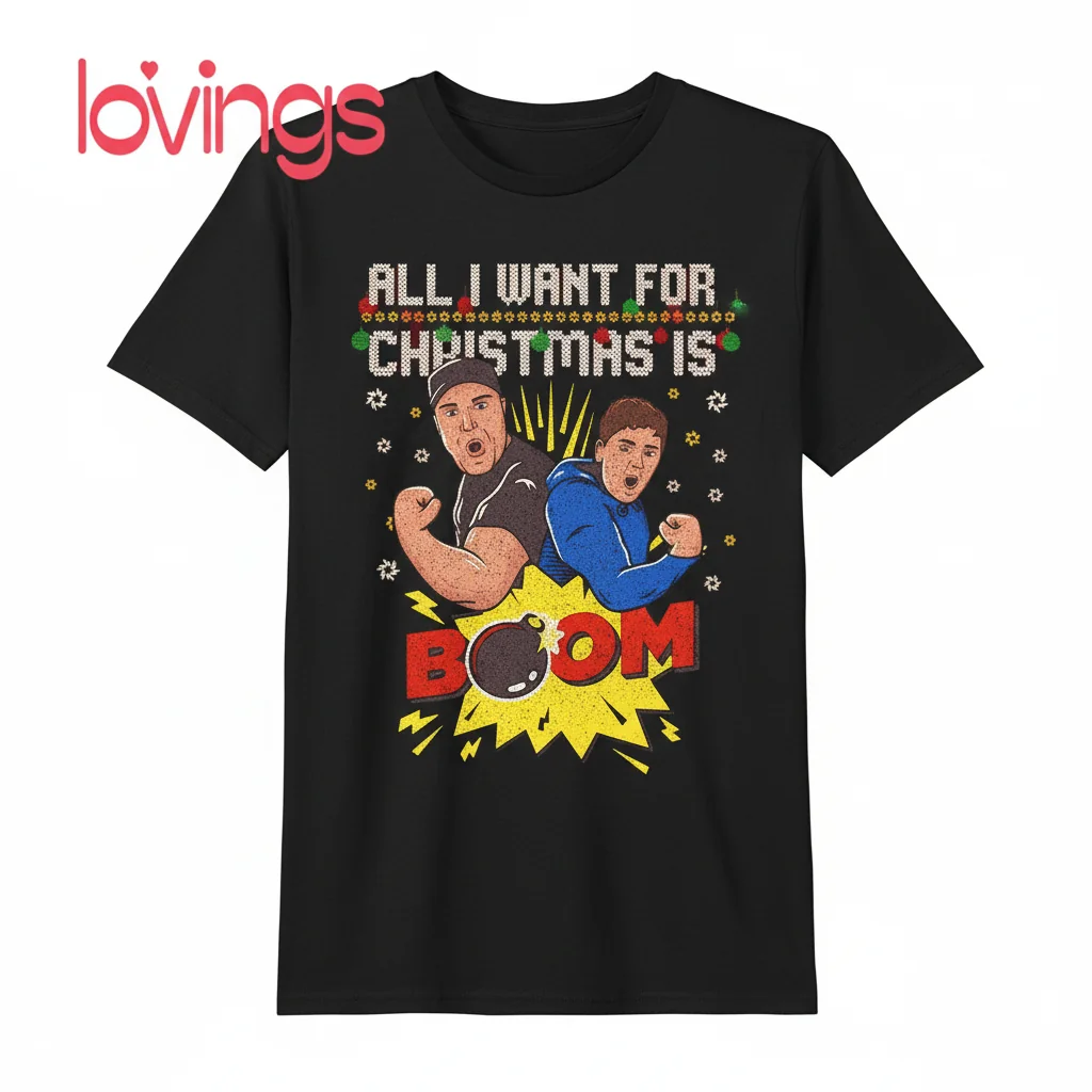 AJ & Big Justice BOOM Ugly Christmas Shirt - Festive Holiday Tee