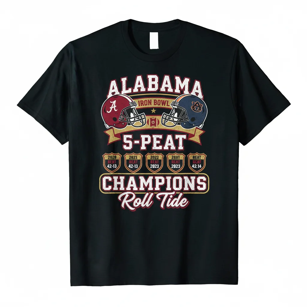 Alabama Crimson Tide Roll Tide 5-Peat 2024 Iron Bowl Champions T-Shirt