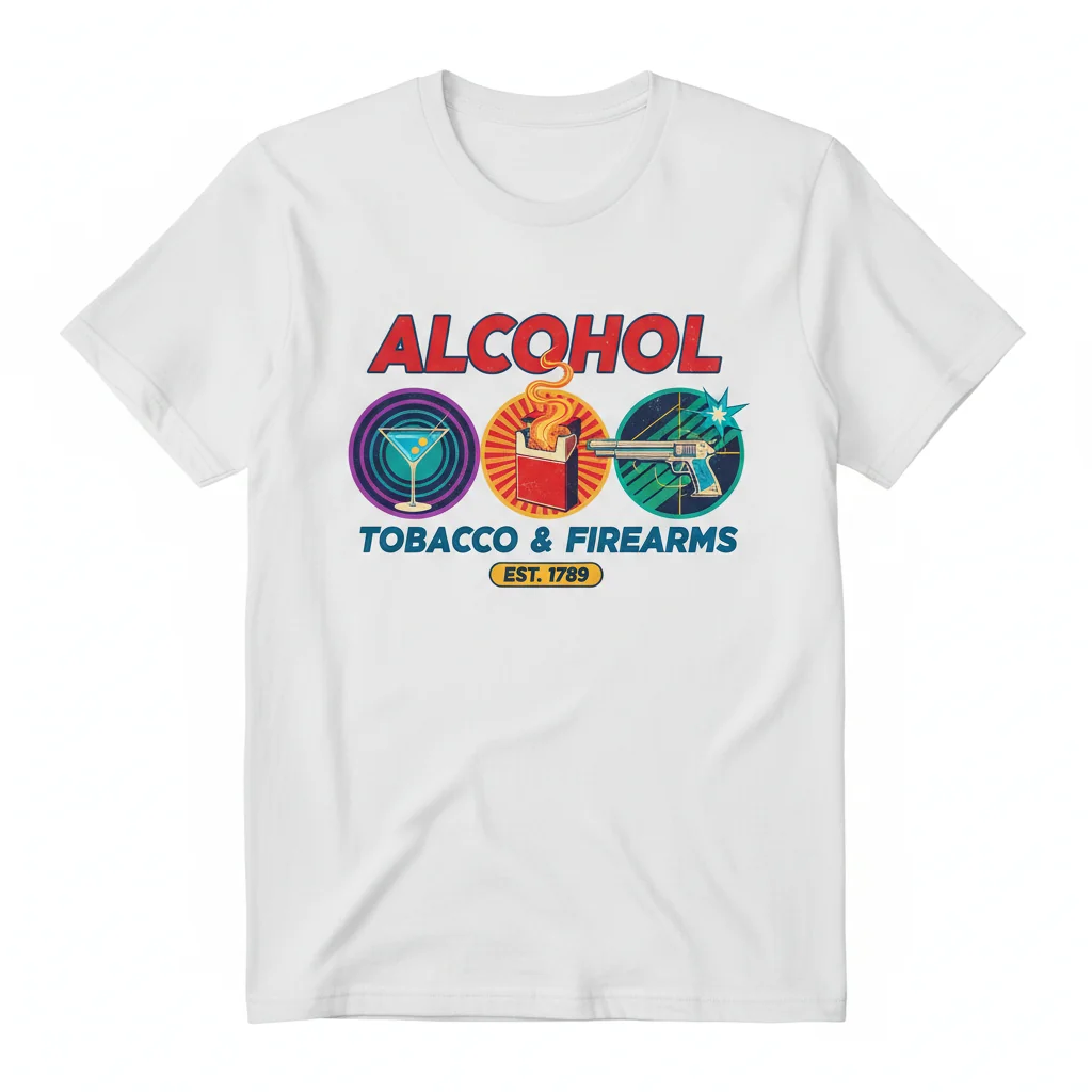 Alcohol, Tobacco & Firearms (White) Essential T-Shirt – Durable, Vibrant & Perfect Fit