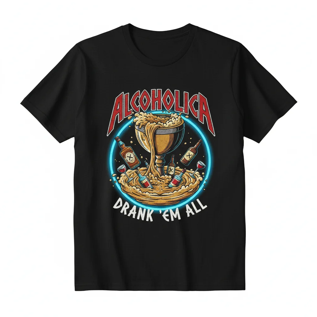 Alcoholica Drank 'Em All T-Shirt – Premium Metallica Inspired Graphic Tee