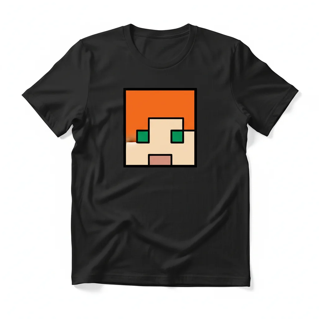 Alex Minecraft Head Pixel Art T-Shirt for Gamers - Premium Cotton Tee