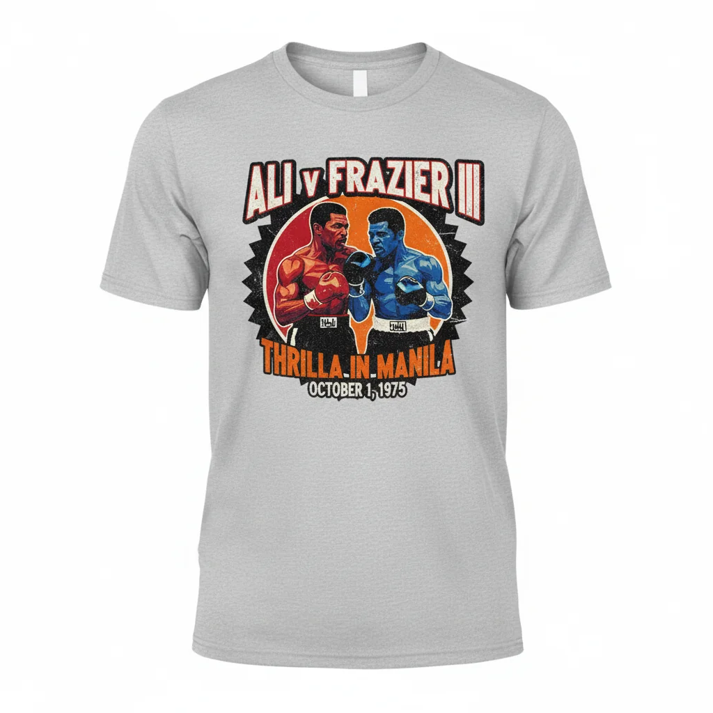 Ali v Frazier III Thrilla In Manila Essential T-Shirt – Premium Cotton Boxing Tee