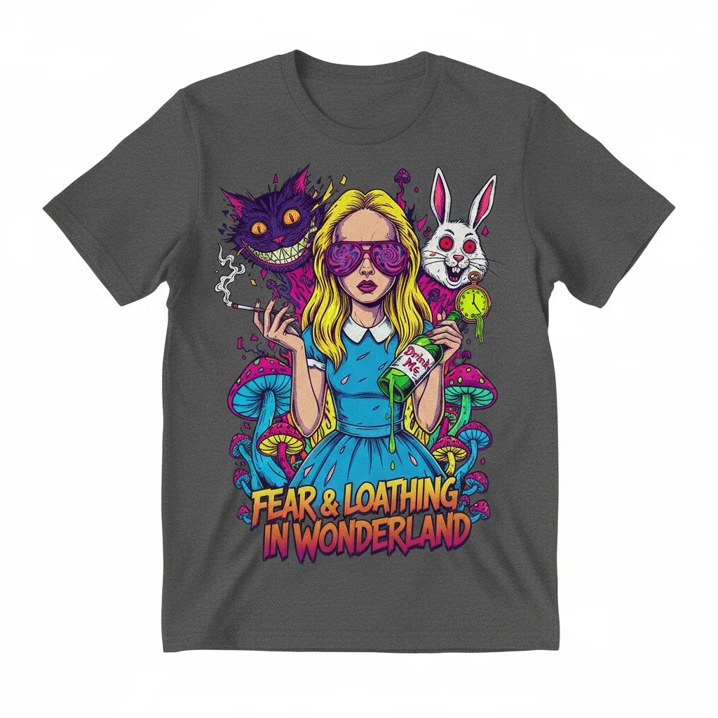 Alice Fear & Loathing in Wonderland T-Shirt - Premium Ring-Spun Cotton Tee