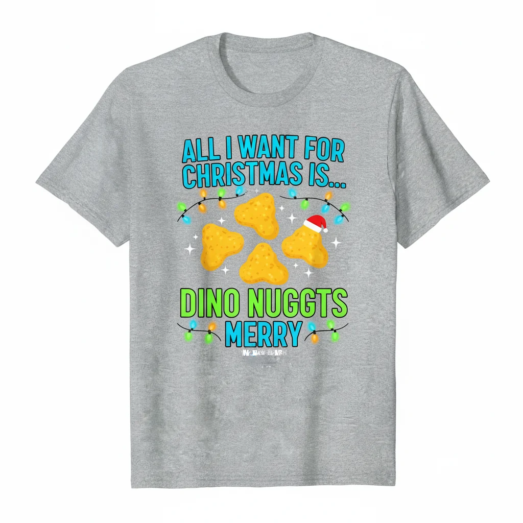 Dino Chicken Nuggets Christmas Shirt - Holiday Foodie Tee