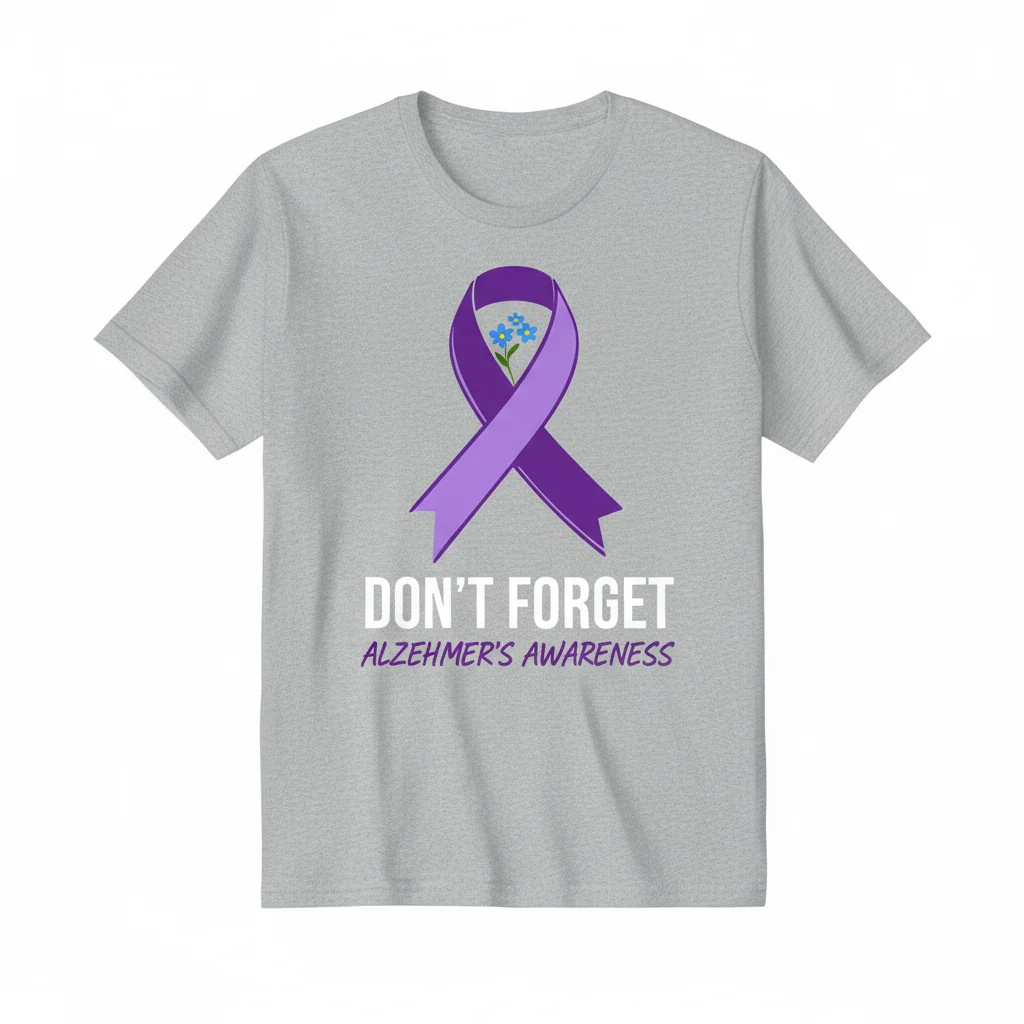 Alzheimer's Awareness Purple Ribbon "Don't Forget About Alzheimer's" Essential T-Shirt – Lasting Comfort & Vibrance