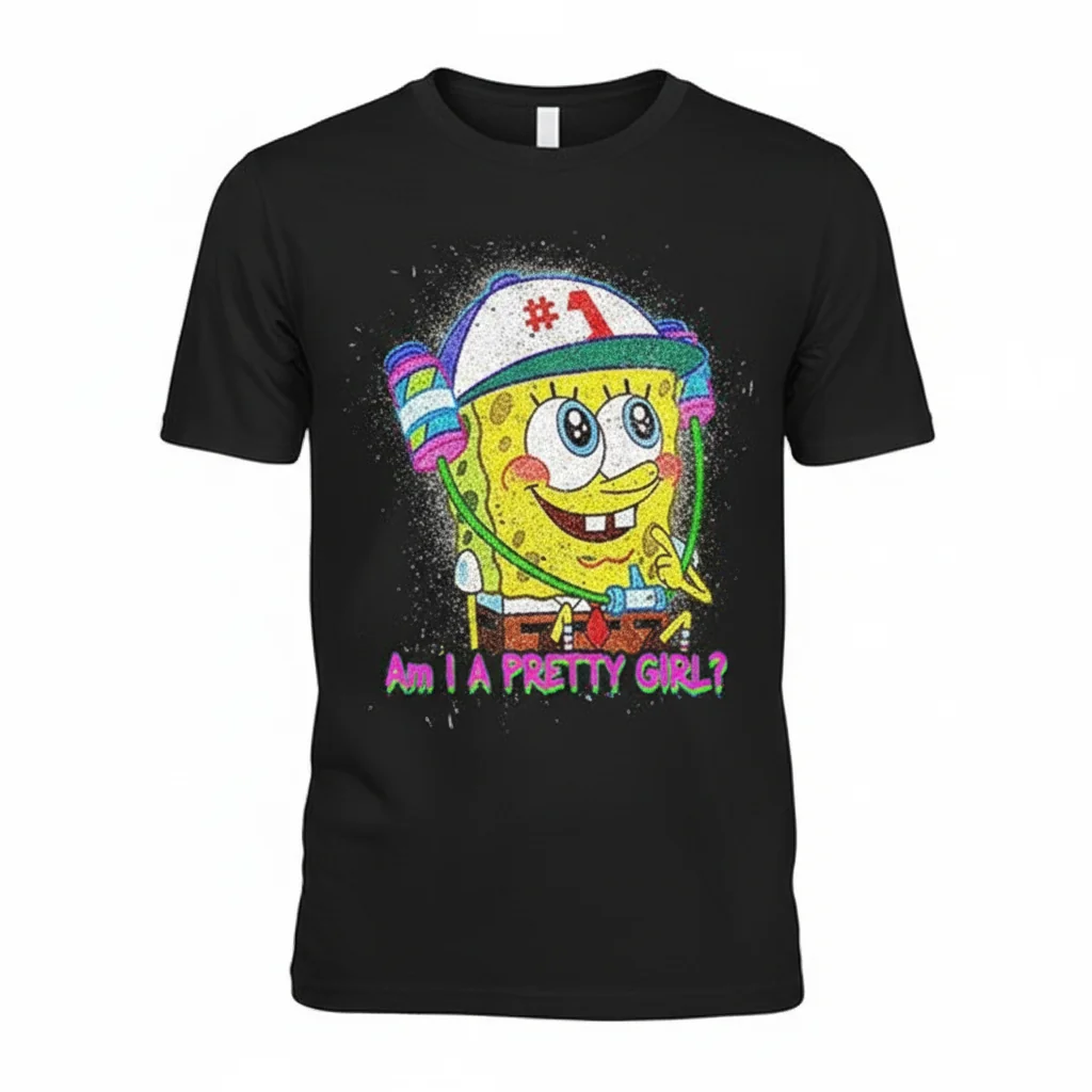 SpongeBob SquarePants "Am I A Pretty Girl?" Essential T-Shirt - Premium Cotton Tee