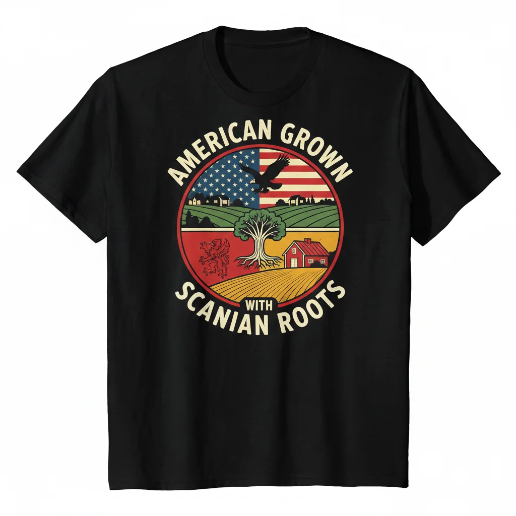 American Grown with Scanian Roots T-Shirt | Swedish Heritage USA Tee