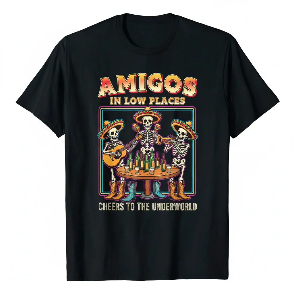 Amigos In Low Places Skeleton Tee – Street Vibe Drop