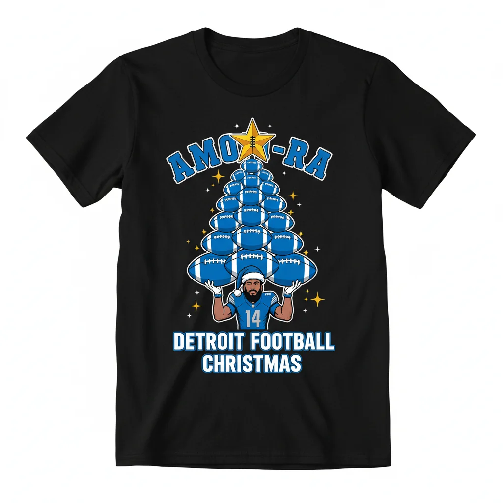 Amon-Ra St Brown Christmas Tree: Detroit Football Holiday Spirit Tee
