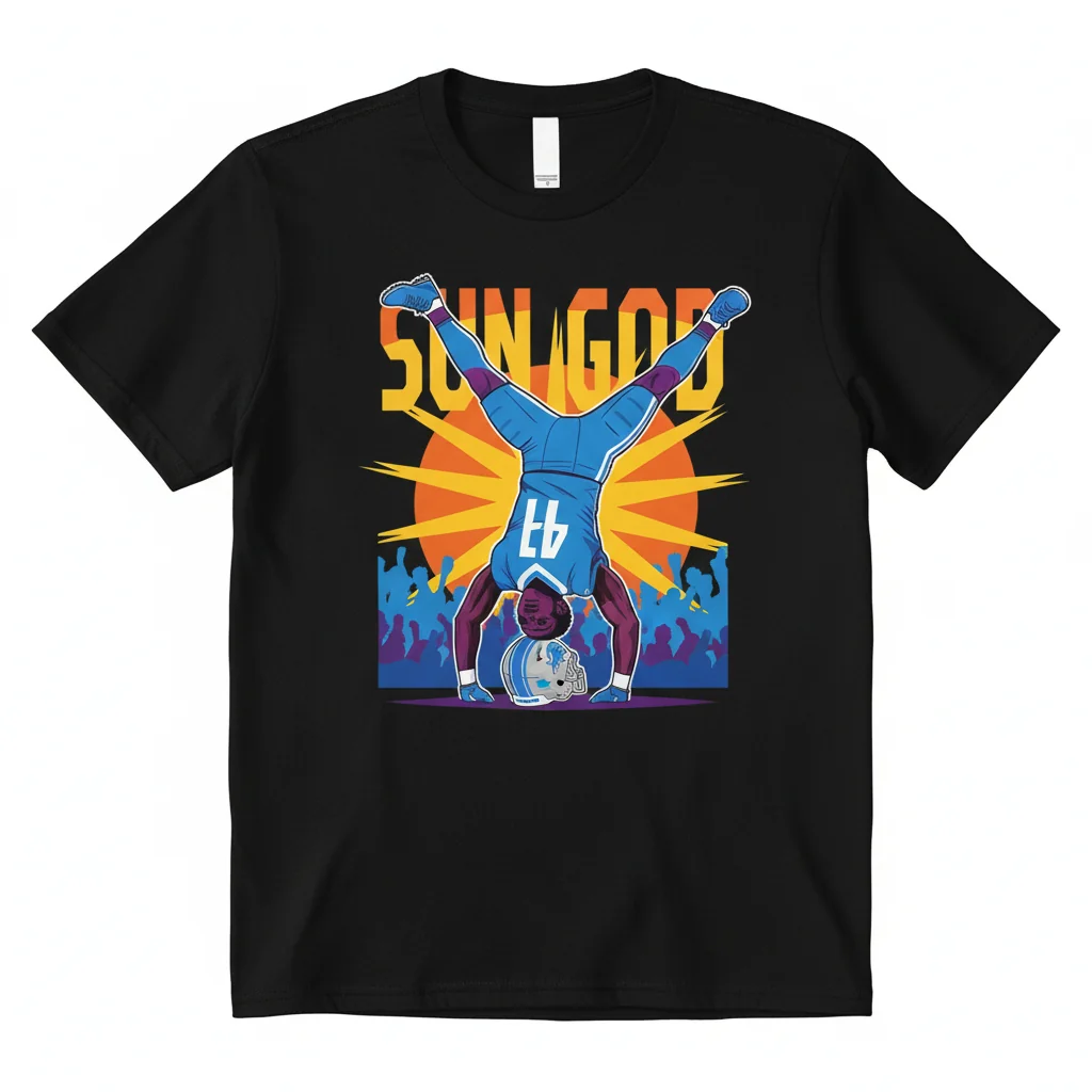 Amon-Ra St. Brown Headstand Celebration T-Shirt - Detroit Lions NFL Fan Gear