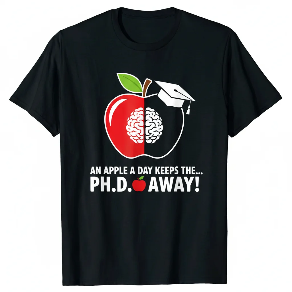 Apple Memes Funny PhD Quotes "An Apple a Day" Essential T-Shirt – Durable, Pre-Shrunk Comfort
