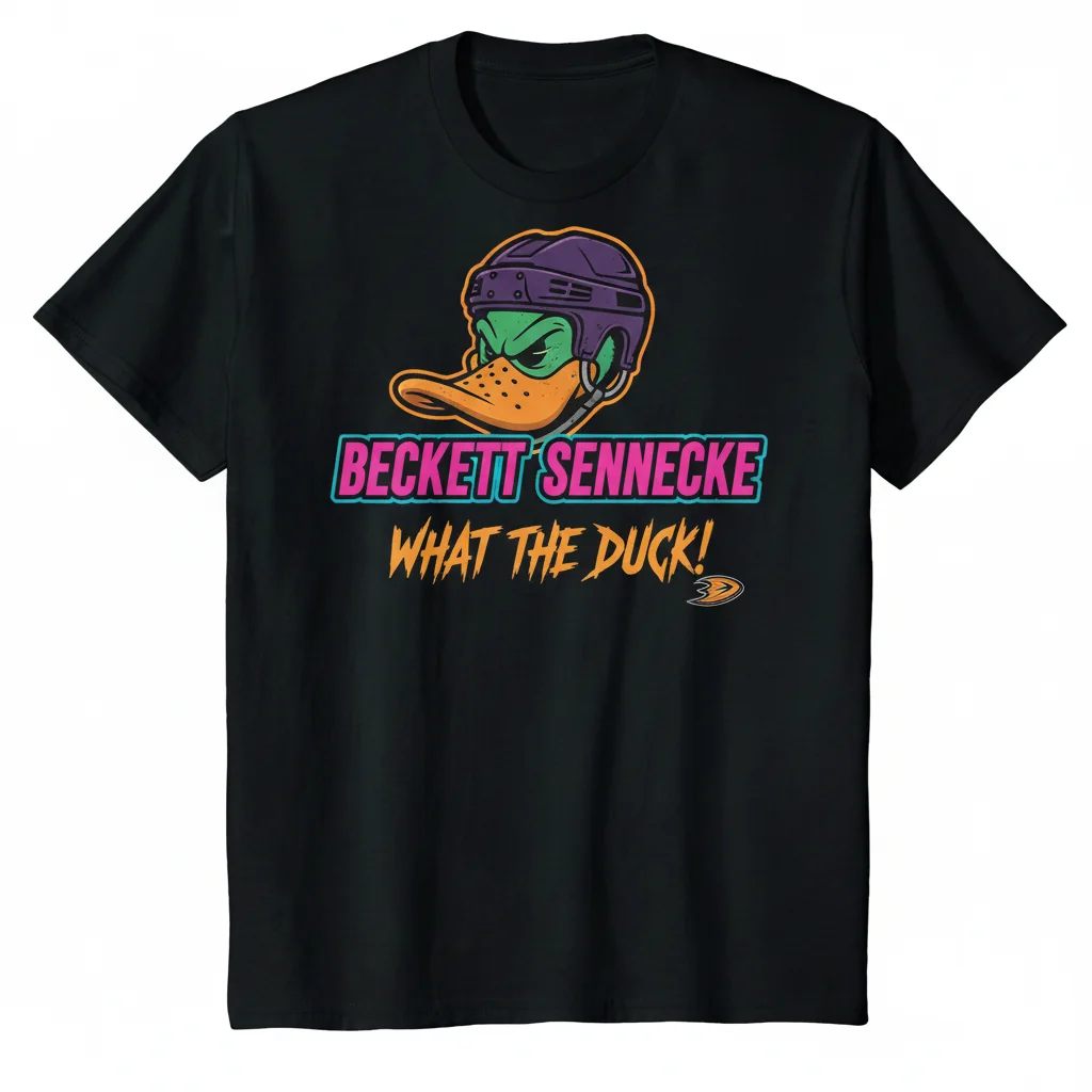 Anaheim Ducks Beckett Sennecke "What The Duck" Premium Fan Tee