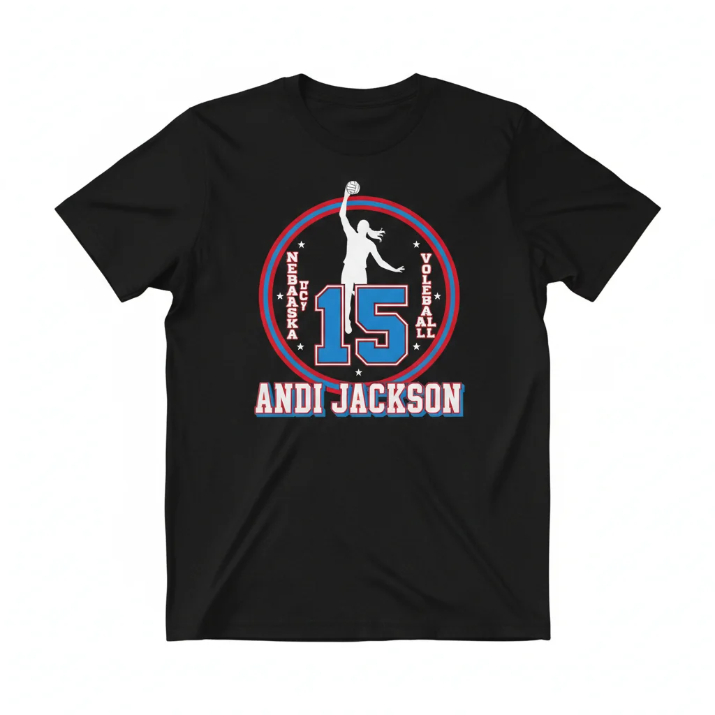 The Andi Jackson #15 Nebraska Volleyball Art Shirt
