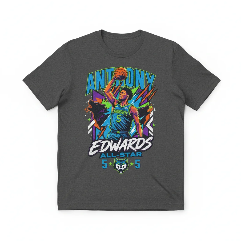 Anthony Edwards Minnesota Timberwolves NBA All-Star Fan Graphic Shirt – Premium Durability & Comfort