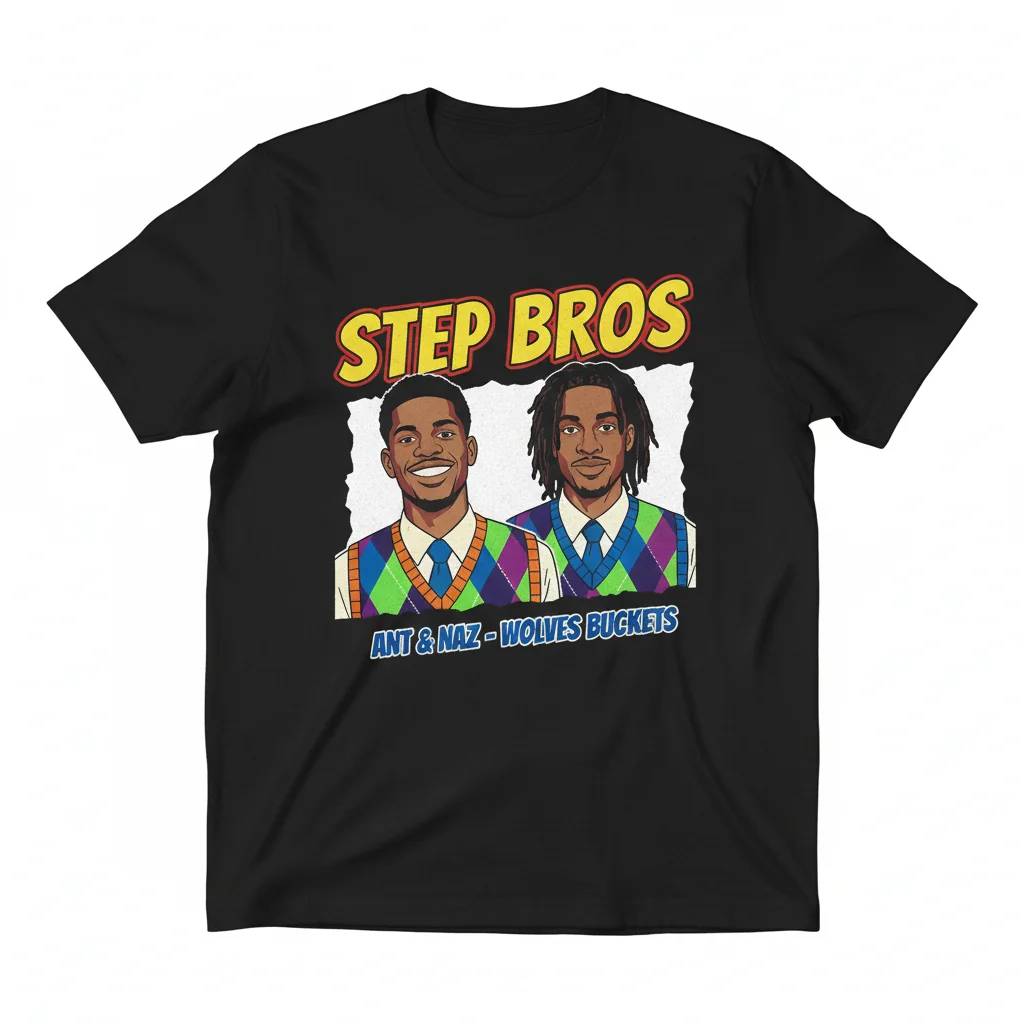 Anthony Edwards & Naz Reid 'Step Bros' Timberwolves Fan Tee – Ultra-Durable & Fade-Resistant
