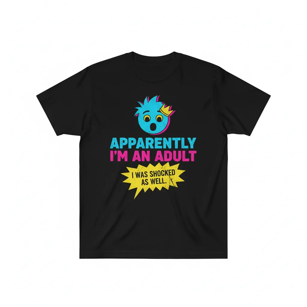 Apparently I'm An Adult Shocked Text T-Shirt - Funny Adulting Tee