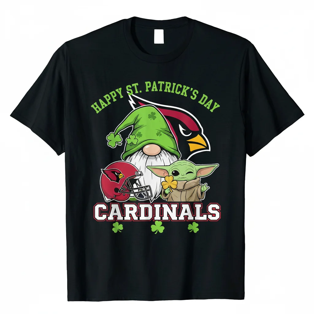 Arizona Cardinals Baby Yoda Gnome St. Patrick’s Day T-Shirt – Festive NFL Fan Apparel