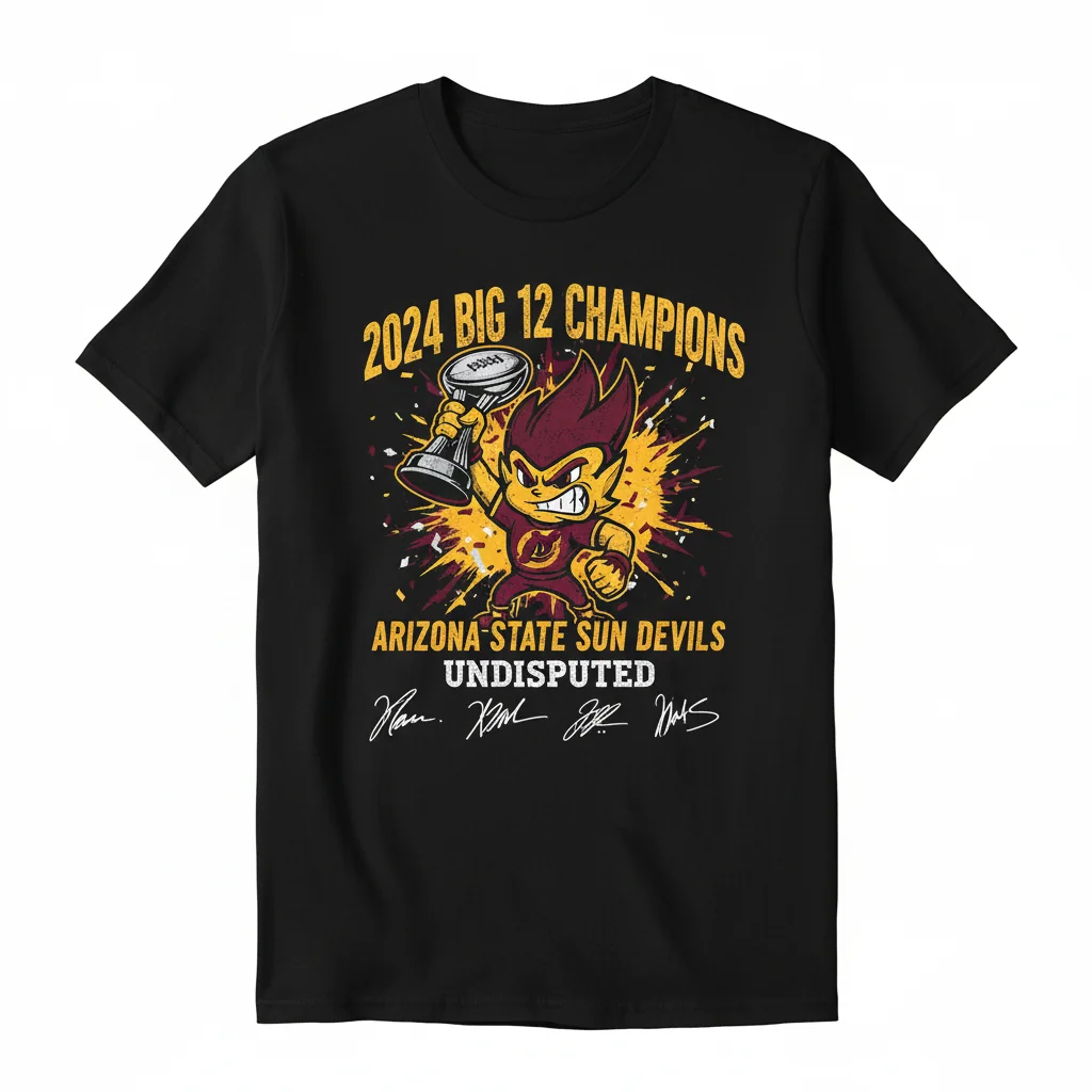 Arizona State Sun Devils Big 12 Champions 2024 Signature Tee - Durable & Fade-Resistant
