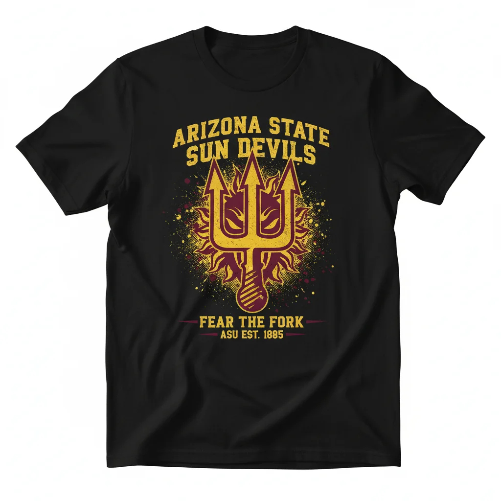 Arizona State Sun Devils 'Fear The Fork' ASU Est. 1885 Fan T-Shirt - Officially Licensed NCAA Apparel