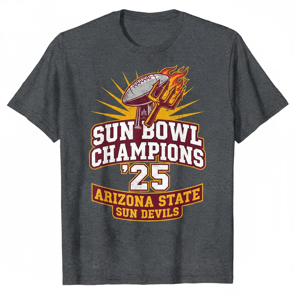 Arizona State Sun Devils '25 Sun Bowl Champions Trophy Shirt
