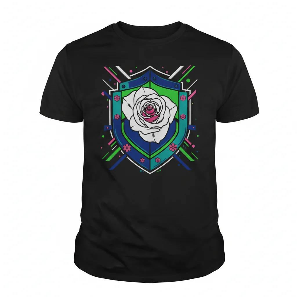 Armure Blanche Rose T-Shirt: L'Élégance Artistique pour l'Ame Moderne