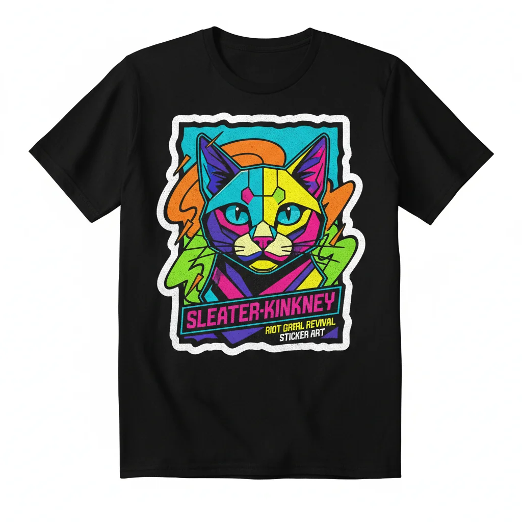Art Cat Retro Sleater Kinney Tee | Essential Streetwear