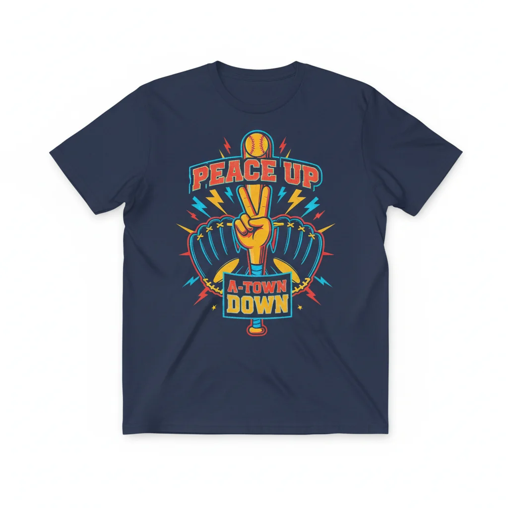 Atlanta Baseball Peace Up A-Town Down Shirt - Classic Fan Tee