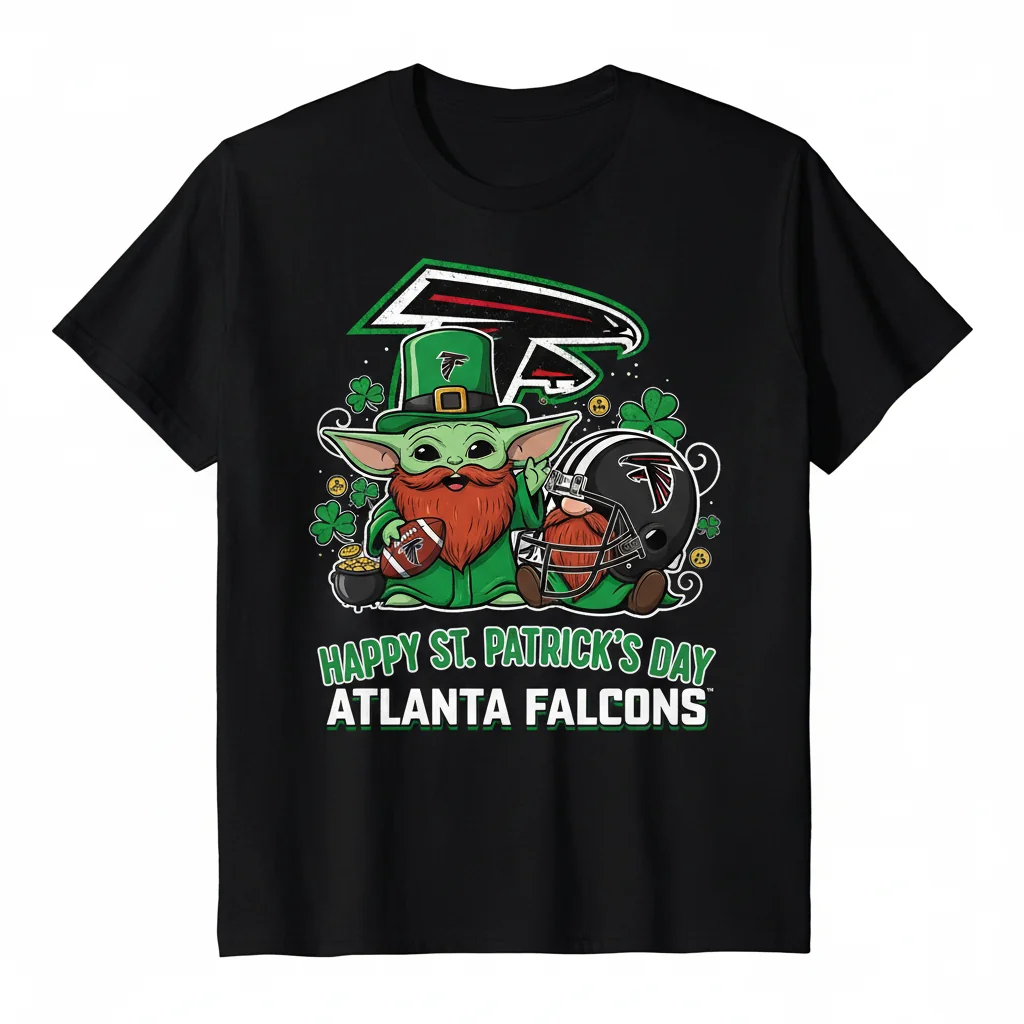 Atlanta Falcons Baby Yoda Gnome St. Patrick's Day T-Shirt