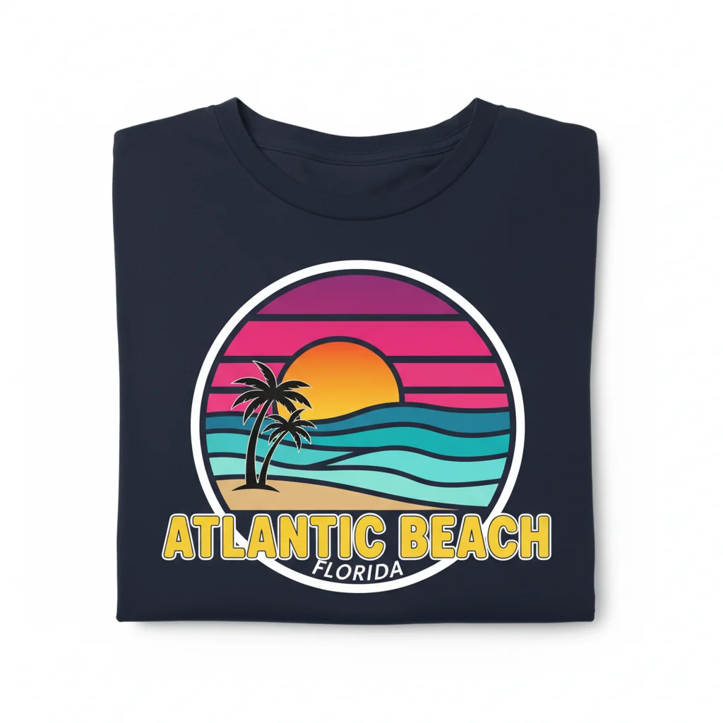 Atlantic Beach Florida Retro Sunset Beach Vacation T-Shirt