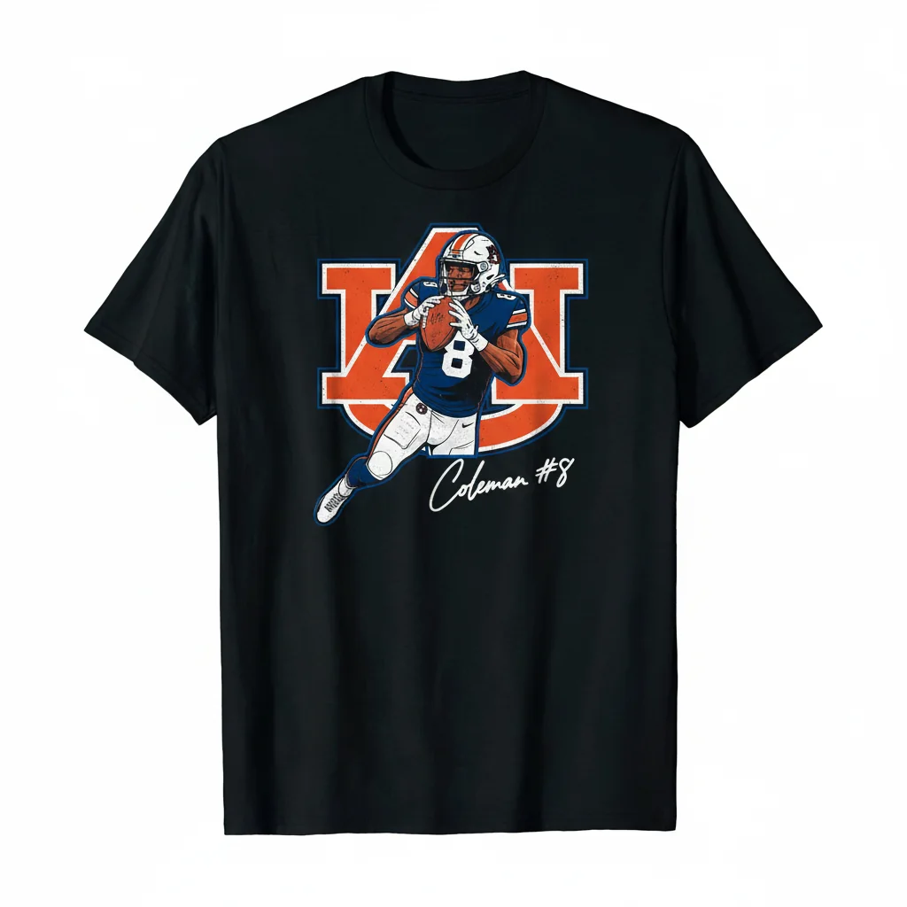 Auburn Tigers Cam Coleman Signature Football Fan Tee - Built to Last
