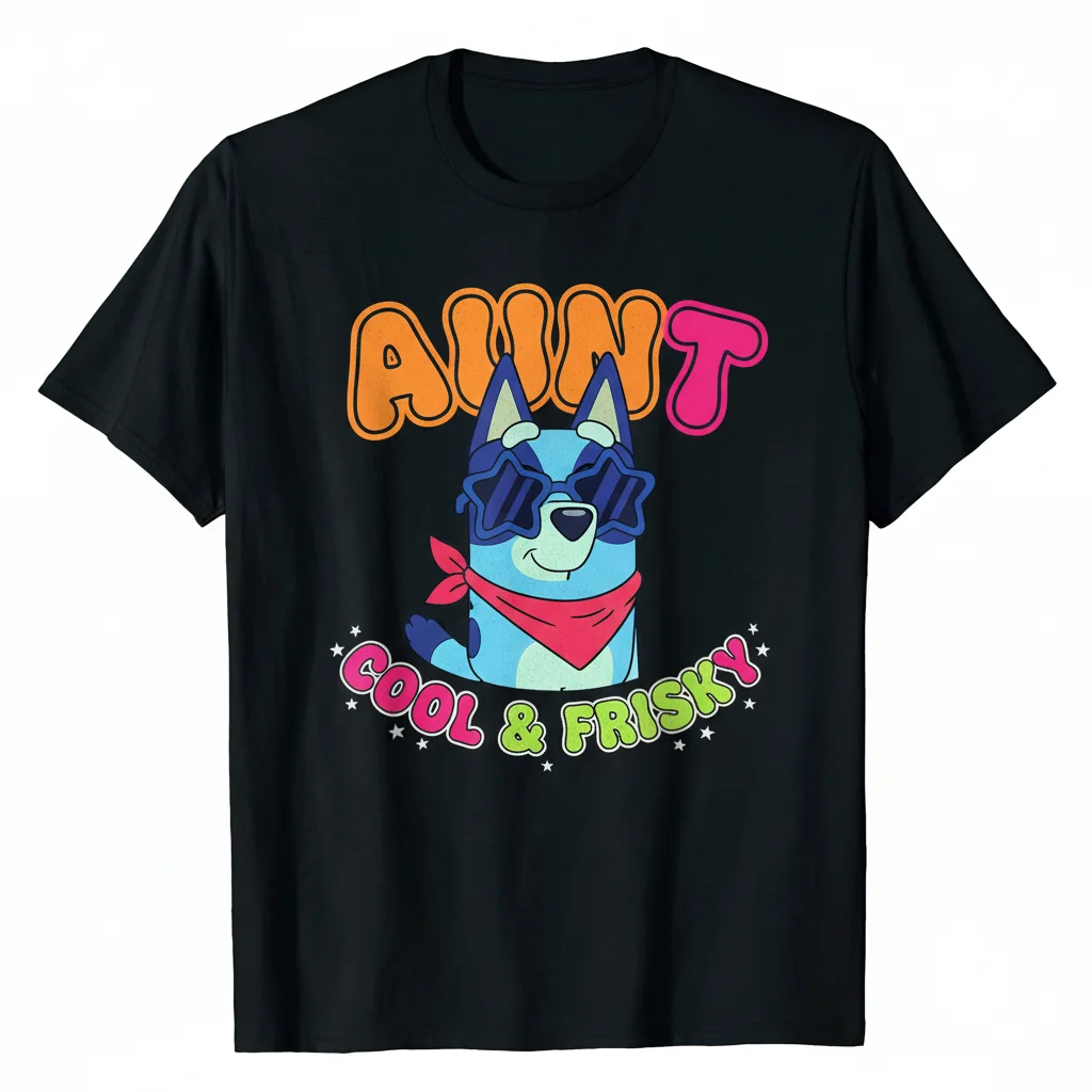 Aunt Frisky Bluey Cool Aunt Custom T-Shirt | Premium 100% Cotton Gift