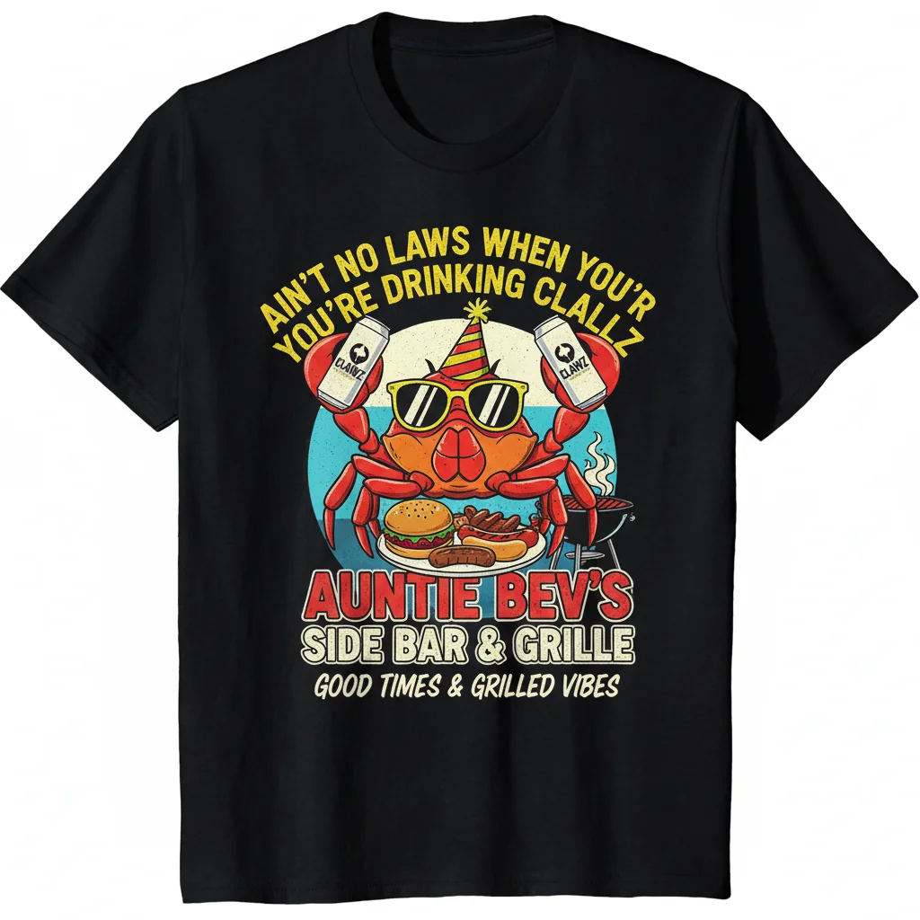 Auntie Bev's Side Bar & Grille Drinking Claws T-Shirt – No Laws When You're Having Fun