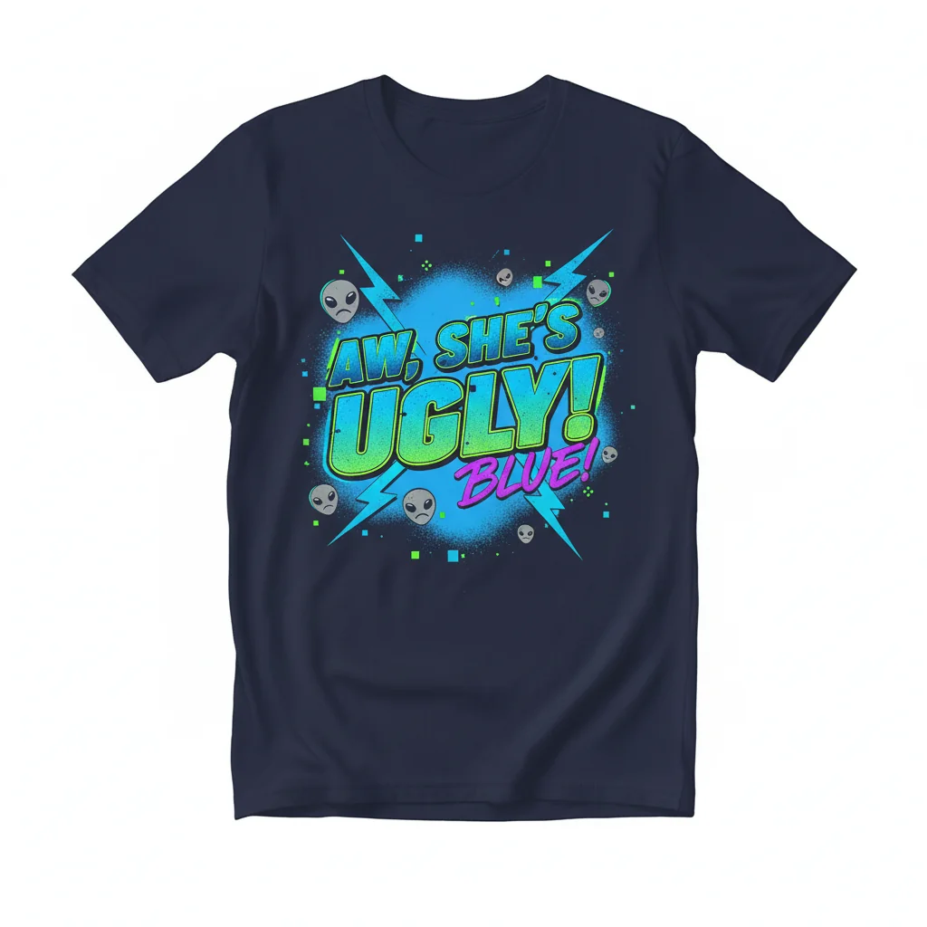 Aw, She's Ugly! Essential Blue Tee - Soft & Stylish Comfort