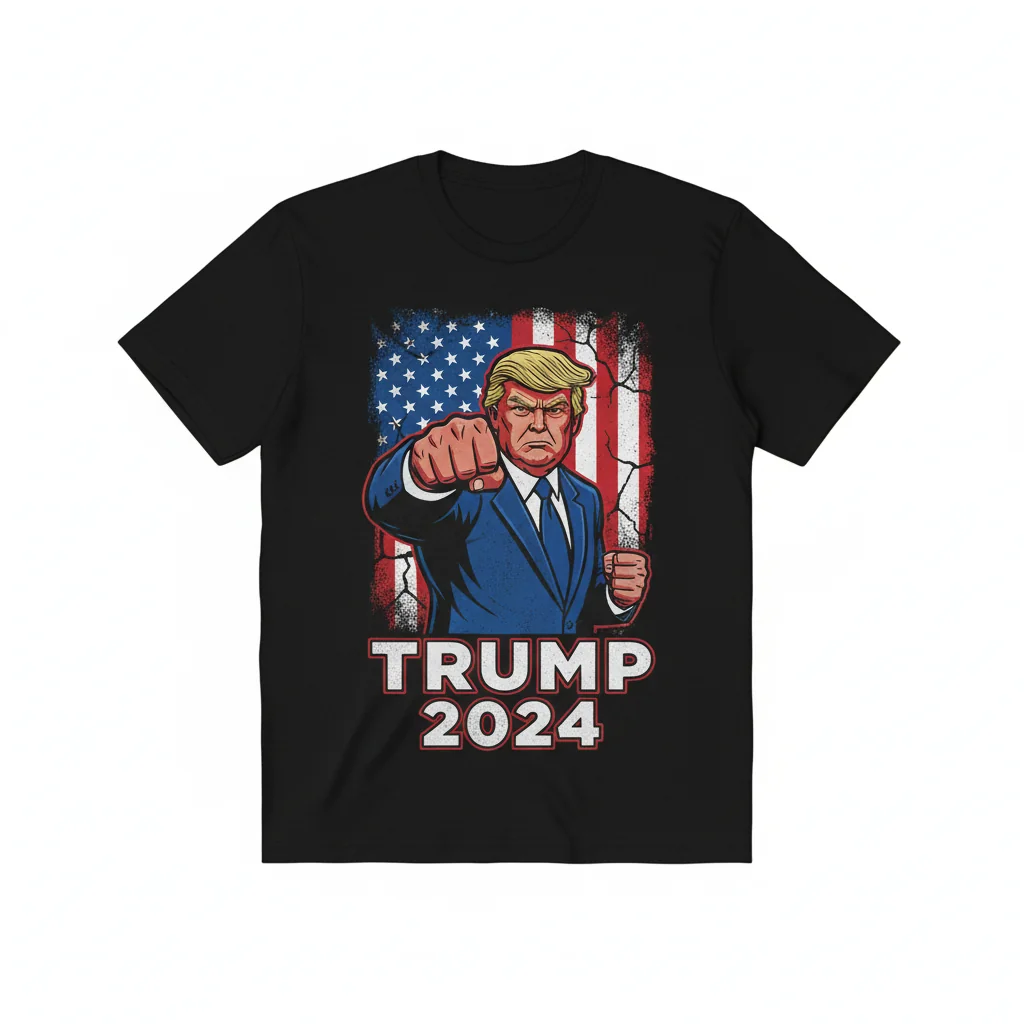 Donald Trump 2024 American Flag Fight T-Shirt - Patriotic Election Apparel