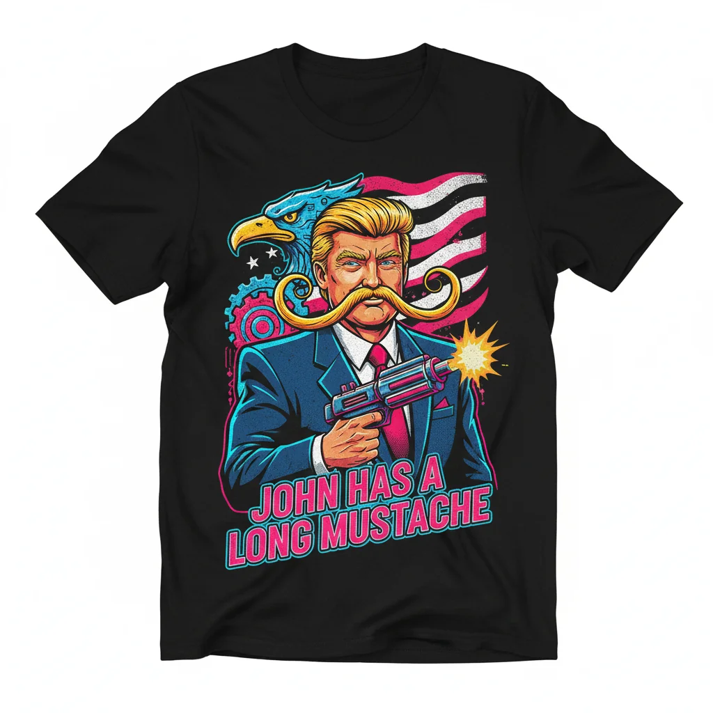 Durable & Vibrant 'Donald Trump John with Mustache' Graphic Tee – Unisex Fit