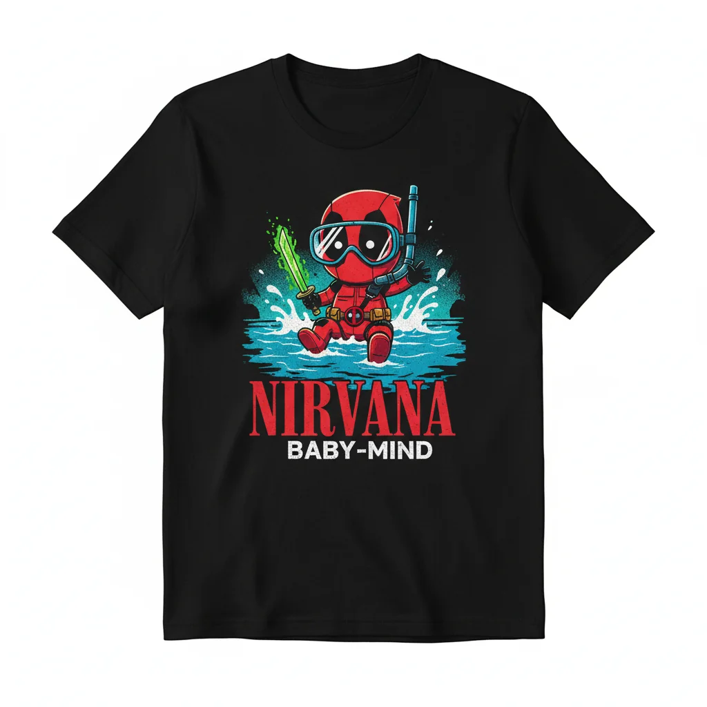 Camiseta Baby Deadpool Nirvana Oficial - Algodão Premium Unissex