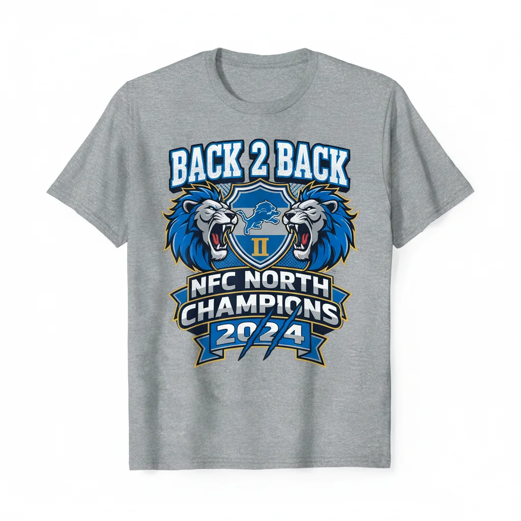 2024 Detroit Lions Back-to-Back NFC North Division Champions T-Shirt